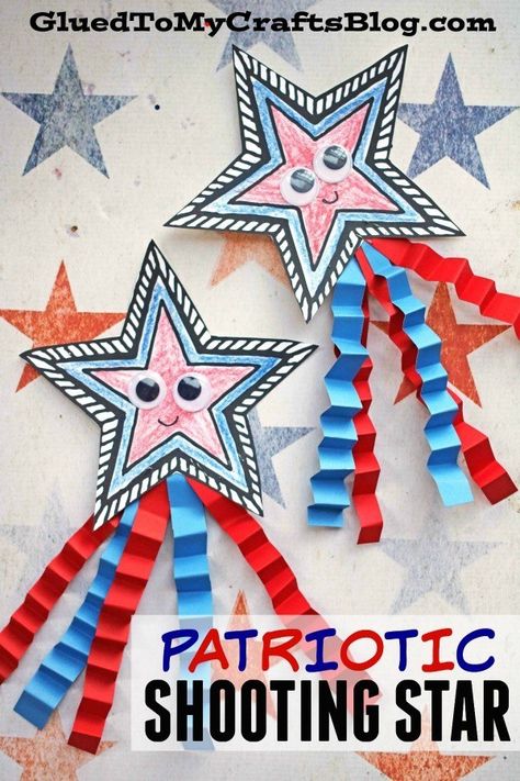 Patriotic Shooting Star - Kid Craft - 4th of July Paper Craft Idea for Kids To Make This Summer! Free Printable Template Included! 4 Of July Activities, 4th Of July Paper Crafts, Fourth Of July Kids Crafts, 4th Of July Art Projects For Kids, Fourth Of July Activities For Kids, 4th Of July Activities For Kids, 4th Of July Crafts For Kids, Firework Crafts For Kids, July 4th Crafts For Kids