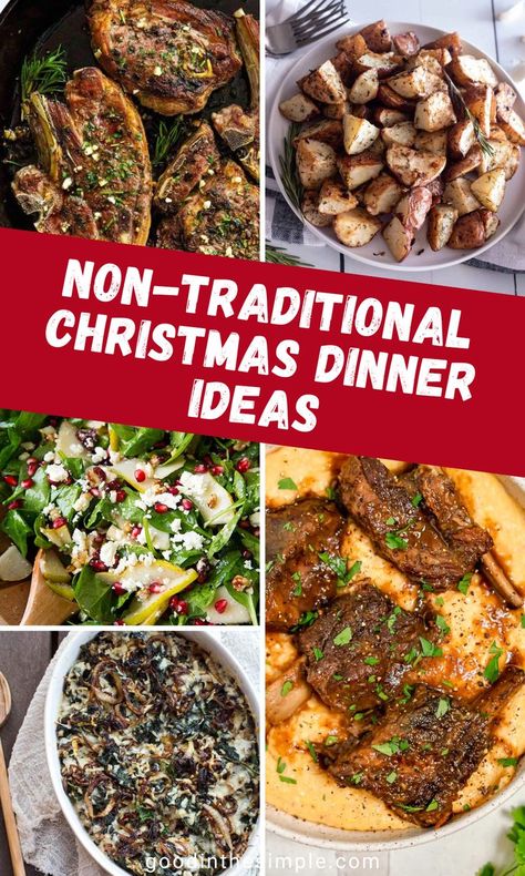 Unique Christmas dinner ideas. Holiday Dinner Party Menu, Christmas Eve Dinner Menu, Party Main Dish, Christmas Dinner Sides, Christmas Main Dishes, Traditional Christmas Dinner, Easy Christmas Dinner, Traditional Christmas Food, Dinner Menu Ideas