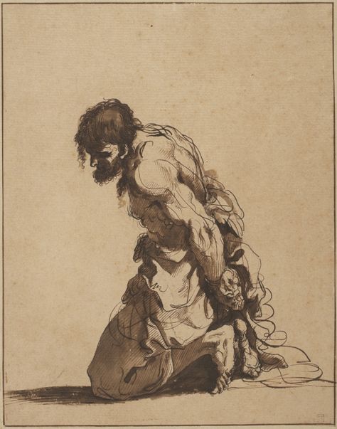 Prisoner or Martyr: Kneeling Man with Wrists Bound (x1948-1817) | Princeton University Art Museum Kneeling Man, Man Kneeling, Drawing Poses Male, 얼굴 드로잉, Master Drawing, Human Anatomy Art, Anatomy Sketches, 다크 판타지, Figure Sketching