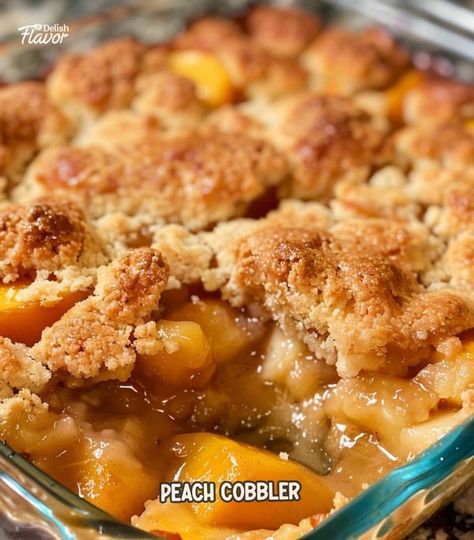 Delish Flavor | Rich Peach Cobbler 🍑 Easy and Tasty | Facebook Peach Cobbler Recipe With Cake Mix, Cold Oven Pound Cake, Lemon Cake Bars, Peach Cobbler Ingredients, Homemade Peach Cobbler, Fresh Peach Cobbler, Southern Peach Cobbler, Candied Sweet Potatoes, Peach Cobbler Recipe