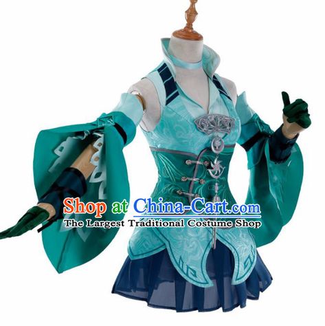 Anemo Genshin Outfit Oc, Green Hanfu, Evil Clothes, Ancient Princess, Genshin Oc, Traditional Halloween, Fairytale Fashion, Fairy Clothes, Hanfu Dress