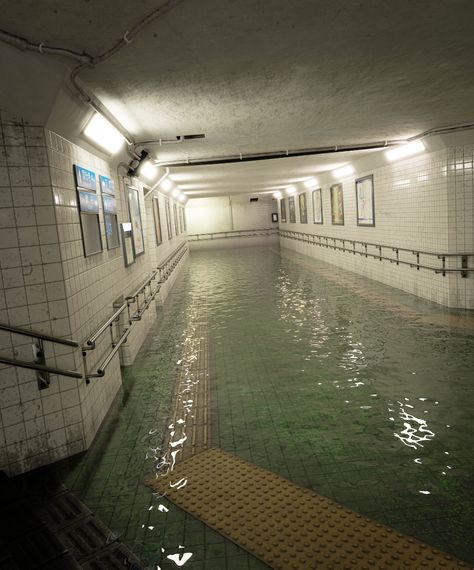 ArtStation - Liminal Subway Liminal Space Subway, Subway Liminal Space, Luminal Space, Reactor Core, Subway Aesthetic, Blender Ideas, Old Office, Liminal Space, Liminal Spaces