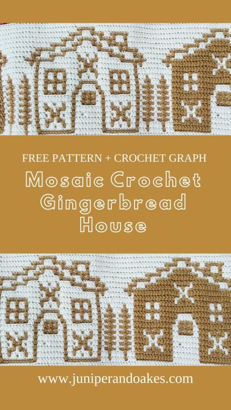 Crochet Gingerbread House, Gingerbread House Pattern, Mosaic Crochet Blanket, Crochet A Blanket, Cal Crochet, Crochet Gingerbread, Granny Square Pattern Free, Overlay Mosaic Crochet, Gingerbread House Patterns