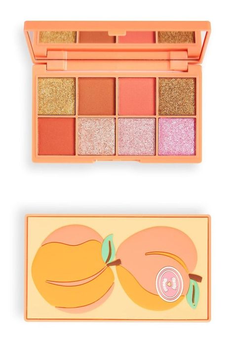 Cute Easy Animal Drawings, Tasty Peach, Mini Eyeshadow Palette, I Heart Revolution, Recipe Drawing, Easy Animal Drawings, Makeup Pallets, Cosmetic Kit, Peach Aesthetic