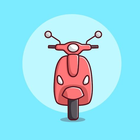 Motorcycle Simple Drawing, Scooter Doodle, Motorcycle Doodle, Bike Doodle, Scooter Illustration, Cartoon Vehicles, Bike Cartoon, Scooter Drawing, Vespa Illustration