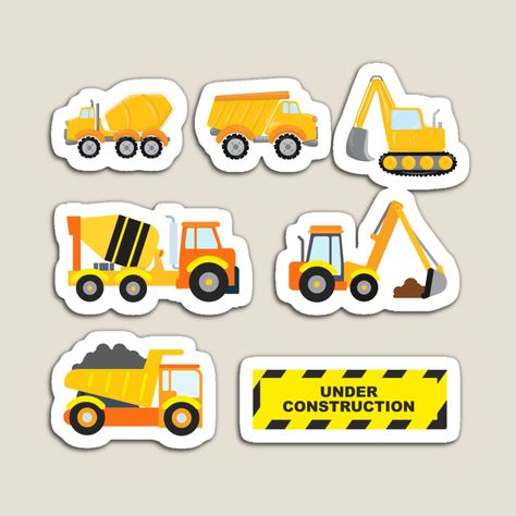 Vehicle Stickers, Teacch Activities, Construction Party Decorations, Building And Construction, Construction For Kids, Construction Vehicle, Birthday Cake Topper Printable, Cars Party, Truck Stickers