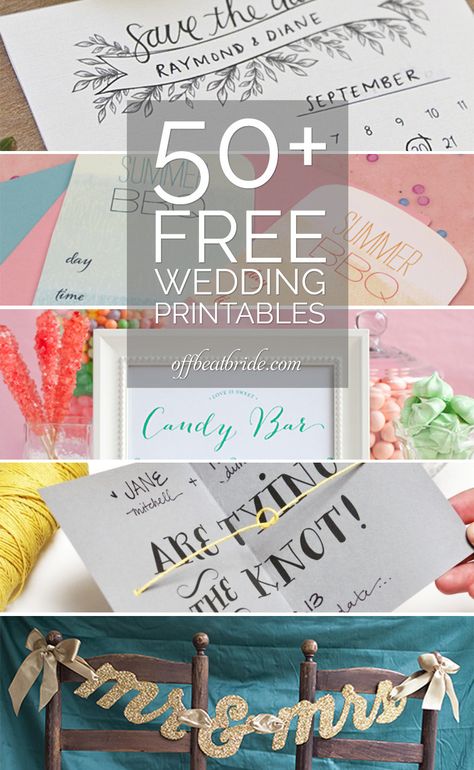 Hey DIY-loving fiends: once upon a time, I went on a mad search for a ton of free wedding printables. We've got another giant batch o' free wedding printables to quench your need to get h… Gratis Printables, Free Wedding Printables, Wedding Planner Printables, Diy Event, Wedding Programs Template, Offbeat Bride, 50th Wedding, Wedding Diy, Wedding Invitations Diy