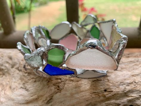 Stained Glass Bowl, Sea Glass Bowl, Ocean Resin, Sea Pottery, Beautiful Bowls, Small Bowl, Shell Jewelry, Light Holder, Tea Light Holder