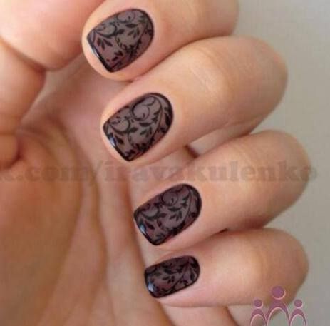 smoky top coat Lace Nail Design, Black Gel Nails, Lace Nail Art, Sheer Nails, Art Designs Ideas, Manicure Inspiration, Gothic Nails, Lace Nails, Gel Nail Design