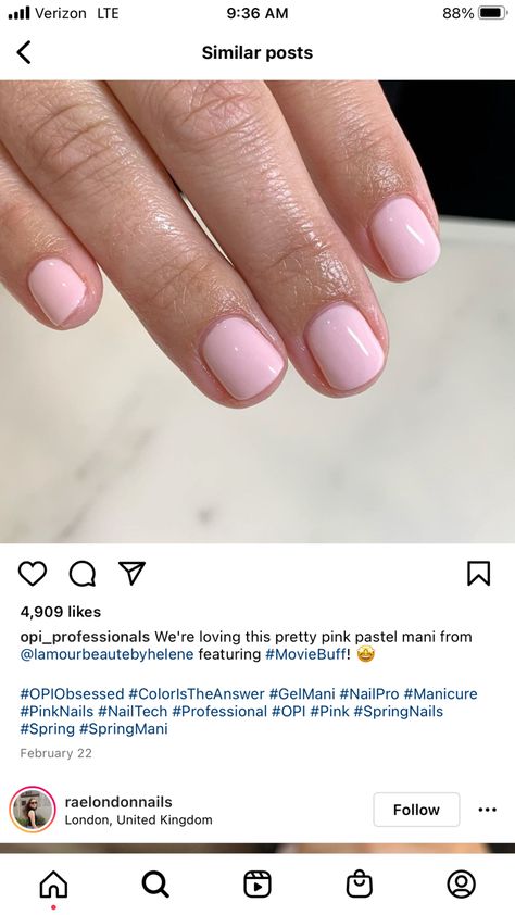 Light Pink Nails Opi, Opi Movie Buff Gel, Opi Movie Buff, Opi Light Pink Nail Polish Gel, Opi Pink In Bio, Not So Bora-bora-ing Pink Opi, Baby Pink Nails, Classic French Manicure, Gel Mani