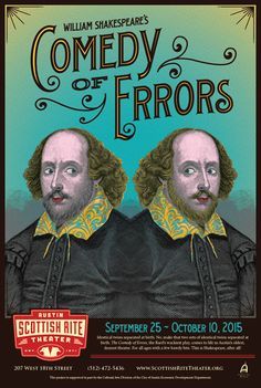 Comedy of Errors. Utah Shakespeare Festival, Shakespeare Portrait, Grant Wood American Gothic, Comedy Of Errors, The Comedy Of Errors, Reading List Challenge, Play Poster, List Challenges, Set Design Theatre