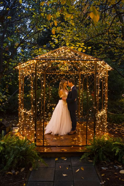 📸: Nick Leyva Photography Wedding Photos Gazebo, Fall Wedding Gazebo, Outdoor Wedding Gazebo, Gazebo Wedding Ceremony, Gazebo Lights, Gazebo Wedding Decorations, Gazebo Lighting, Buford Georgia, Wedding Gazebo