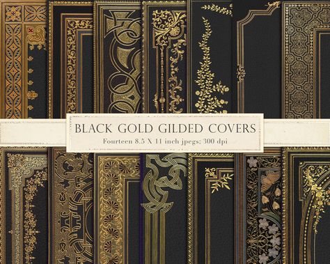 Black And Gold Book Cover, Vintage Book Covers Printable, Vintage Book Cover Design, Book Covers Vintage, Gilded Book, Ornate Books, Etsy Shop Branding, Portfolio Theme, Leather Book Covers