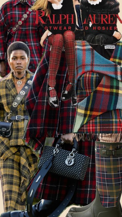 Tartan pattern is one of the AW trends for 24/25 Aw Trends 24, Aw 2024-2025, Aw 2024 Fashion Trends, Winter 24/25 Trends, Aw 24/25 Trends, Tartan Aesthetic, Ralf Loren, Tartan Punk, Mood Pictures