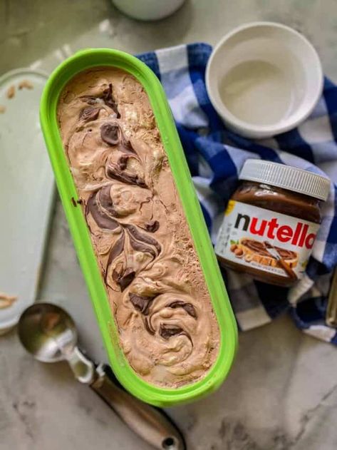 Nutella Ice Cream Recipe, Espresso Ice Cream, Nutella Ice Cream, Healthy Nutella, Cuisinart Ice Cream, Ice Lollies, Homemade Nutella, Chocolate Nutella, Sweet Snacks Recipes