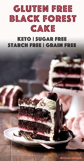 Keto black forest cake Gluten Free Black Forest Cake, German Black Forest Cake, Low Carb Chocolate Cake, Keto Birthday Cake, Black Forest Cake Recipe, German Black Forest, Cake From Scratch, Keto Chocolate Cake, Low Carb Cake