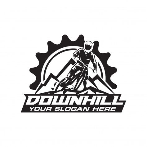 Downhill logo Premium Vector | Premium Vector #Freepik #vector #logo Mountain Bike Logo Design, Bike Logos Design, Dance Logo, Mountain Bike Art, Bike Logo, Downhill Bike, Logo Sport, Emoji Images, Bike Store