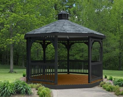 12' Vinyl Octagon Gazebo Black Gazebo, Octagon Gazebo, Hexagon Gazebo, Round Gazebo, Screened Gazebo, Cedar Walls, Outdoor Structure, Outdoor Pavilion, Backyard Gazebo