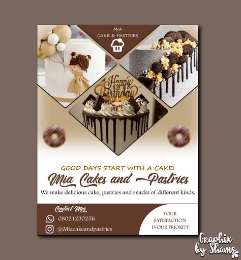 Cake Shop Flyer Design Ideas, Cake Business Flyer Design, Grafic Design Ideas Graphics Layout, Bakery Poster Advertising, Cake Flyer Design Templates, Cake Poster Design Ideas, Cake Flyer Design, Cake Ads, Graphic Designer Ideas