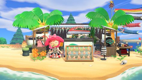 DA-6473-3164-7793 #acnh #animalcrossingnewhorizons Acnh inspiration, design, animal crossing, acnh, new horizons, design ideas, fish, fisherman stand, beach, beach ideas Acnh Fisherman, Design Animal Crossing, Acnh Inspiration, Bait And Tackle, Beach Ideas, Big Fish, Animal Crossing, Design Ideas, Fish