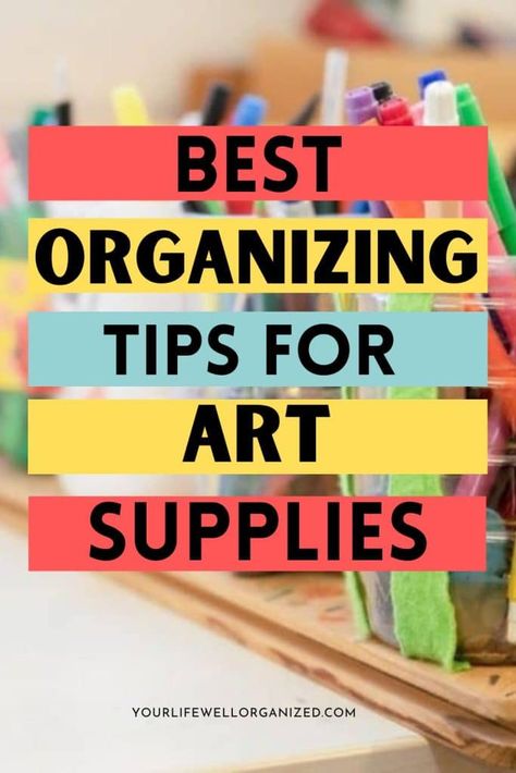 Having a space to be creative and express yourself through art can be therapeutic, but how do you keep it all organized? Here are ideas and tips for organizing art supplies anywhere in your home. Shelving For Art Studio, Organize Art Supplies Small Spaces, Ways To Store Art Supplies, Craft Drawer Organization Art Supplies, Watercolor Storage Ideas, Organising Craft Supplies, Artist Organization Ideas, Storage Ideas For Art Supplies, Organizing An Art Room