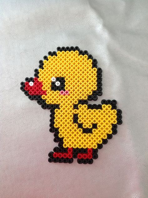 Little Duckling -Perler Beads Duck Perler Beads, Fuse Beads Ideas, Perler Bead Creations, Melt Beads Patterns, Duck Dog, Modele Pixel Art, Hamma Beads Ideas, Easy Perler Bead Patterns, Melty Bead Patterns