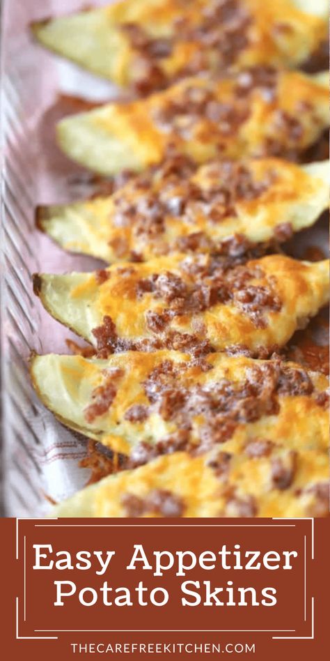 Loaded Potato Skins Recipe, Loaded Baked Potato Skins, Potato Skins Appetizer, Homemade Potato Skins, Gameday Snacks, Potato Skins Recipe, Cheese Scalloped Potatoes, Slow Cooker Scalloped Potatoes, Baked Potato Skins