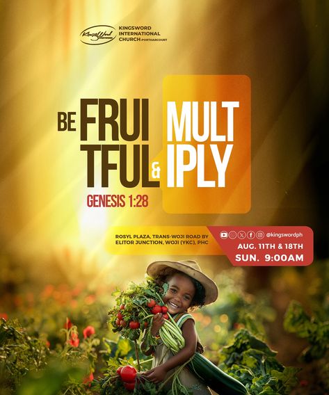 Be fruitful and multiply - church flyer design Keep creating... . . . . . #designer #designinspiration #design #designjob #designoftheday #graphics #graphicdesign #graphicdesigningjobs #flyerdigital #flyerdesign #exploretocreate #explorepage✨ #explorar #exploreeverything #exploregram #exploremore #exhibition #reelsviral #postforlikes #val #valentines #nofilter #nogreeforanybody Fruitfulness Church Flyer, Be Fruitful And Multiply, Church Activities Flyer Design, Church Event Flyer, Church Valentines, Graphics Resources, Church Revival Flyer Design, Church Media Graphics, Church Flyer Postermywall