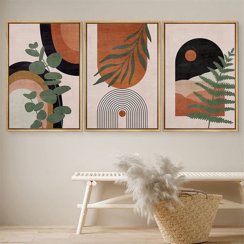 Canvas Painting Set Of 3 Diy, Desert Dunes, Boho Sun, Artwork For Living Room, Black Framed Wall Art, Canvas Ideas, Home Decor Paintings, Mid Century Modern Art, Framed Canvas Wall Art