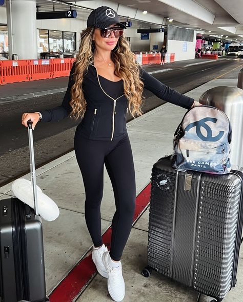 Airport Outfit Idea ✈️ en route to Cabo traveling with my favorite people. Rocking this chic black jumpsuit from my website. #traveloutfit #traveloutfitideas #blackjumpsuit #delta #airportoutfit #airportoutfitideas #centurianlounge Air Port Outfit, Airport Outfit, Outfit Idea, Black Jumpsuit, Travel Outfit, My Website, My Favorite, Fashion Inspo, Jumpsuit