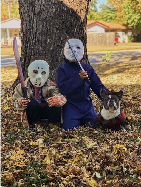 Jason, Michael Myers, & Freddy Halloween costume Jason Halloween Costume, Michael Myers Costume, Scary Couples Halloween Costumes, Most Popular Halloween Costumes, Halloween Party Night, Costumes Pictures, Halloween Series, Diy Costumes Kids, Cute Couple Halloween Costumes