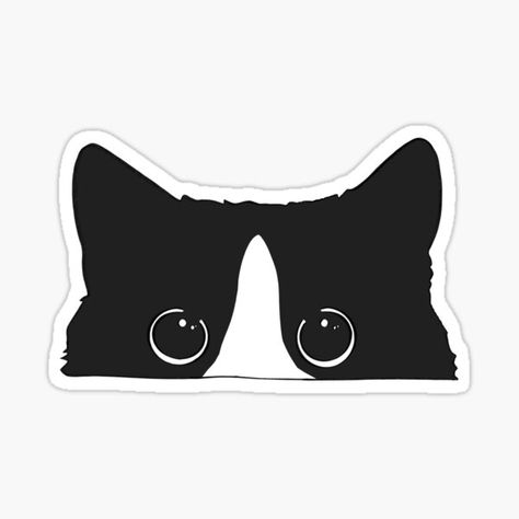 cute black and white tuxedo cat pet sticker for decor Sticker Design Black And White, Sticker Ideas Black And White, Laptop Stickers Black And White, Cool Stickers Black And White, Tuxedo Cat Cartoon, Tuxie Cats, Cute Stickers Black And White, Cat Doodle Tattoo, Tuxedo Cat Drawing