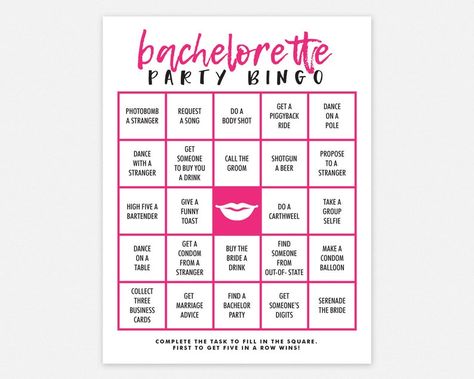 Bachelorette Bingo Printable Party Game Instant Download | Etsy Sweden Bachelorette Bingo Printable Free, Spinsters Party, Bachelorette Dares, Bingo Printable Free, Bachelorette Bingo, Fun Bachelorette Party Games, Wedding Bingo, Wine Bachelorette, Wine Bachelorette Party