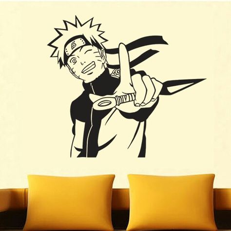 Naruto wall stickers Naruto Profile, Diy Naruto, Naruto Merch, Simple Wall Paintings, Naruto Painting, Creative Wall Painting, Otaku Room, Kids Bedroom Designs, Laser Art