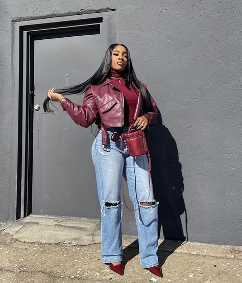 Burgundy Outfits For Black Women, Night Out Fall Outfit Going Out, Fall Fashion Baddie, Burgundy Outfits Black Women, Grown Woman Outfits Black Women Fall, Bronnniee Outfit, Feminine Fall Outfits Black Women, Fall Clothing Black Women, Fall Dinner Outfits Black Women