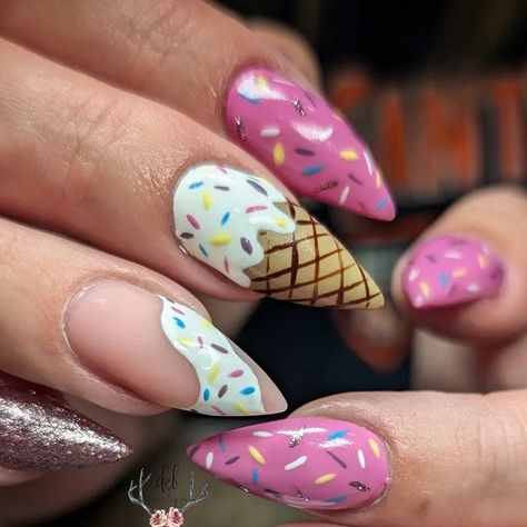 ckb.beautique on Instagram: "The cutest ice cream nails! 🍦🍨   #nails #gelnails #boss #ymmnails #ymm #ckbbeautique #art #icecreamnails #icecream #gel #nailed #fortmac #fortmcmurray #amoreultima #nailart #ymmlocal" Ice Cream Nail Art, Pink Ice Cream Nails, Ice Cream Nails Designs, Cupcake Nails, Melted Ice Cream Nails, Nails With Ice Cream, Ice Cream Gel Nails, Ice Cream Cone Acrylic Nails, Cream Nail Art