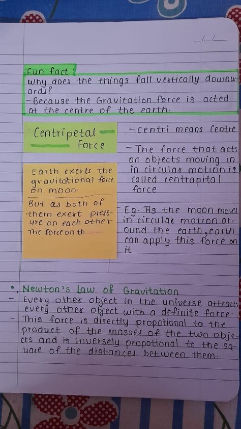 Gravitation Class 9 Notes, Gravitation Notes, Physics Lessons, Physics Formulas, Pretty Handwriting, Physics Notes, High School Life Hacks, Study Flashcards, Chemistry Lessons