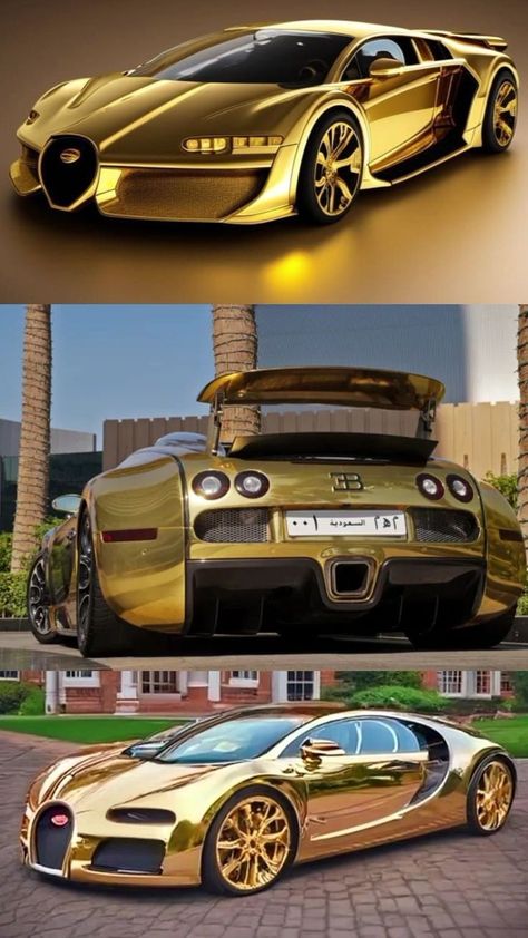 Gold Bugatti, World Expensive Car, Car Organization Hacks, Super Car Bugatti, Luxury Bmw, Gold Cars, Camping Trailer Diy, Expensive Car, Car Fashion