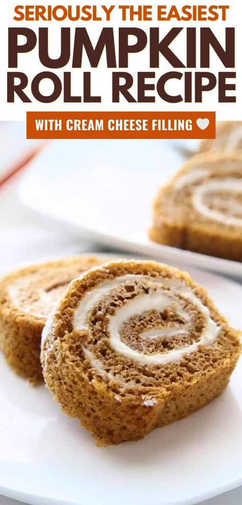 This easy pumpkin roll recipe with cream cheese filling is the only one you’ll ever make from now on. The perfect Libby’s pumpkin roll recipe is simpler than you think and will be an instant family favorite! Homemade Pumpkin Roll Recipe, Pumpkin Filling Recipes Canned, Pumpkin Roll With Cream Cheese Filling Easy, Pumpkin Canned Recipes, Pumpkin Log Recipe, Canned Pumpkin Recipes Easy, Homemade Pumpkin Roll, Easy Thanksgiving Desserts Recipes, Easy Pumpkin Roll Recipe