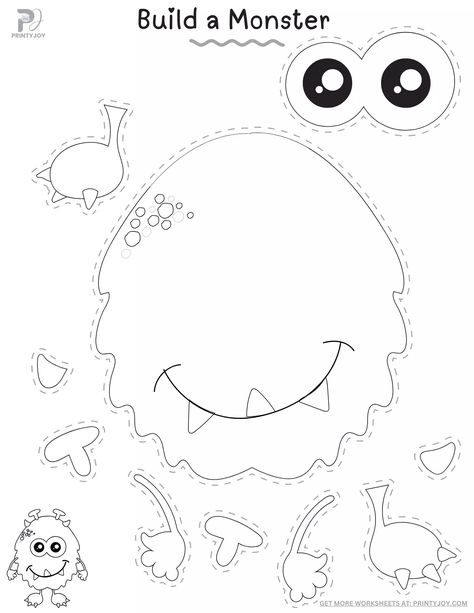 The Best Free Printable Crafts You Need to Try Today Feelings Monster Craft, Build Your Own Monster Printable, Create A Monster Printable, Monster Crafts For Preschoolers, Halloween Monster Craft, Build A Monster Free Printable, Monster Crafts For Kids, Monsters Craft, Build Your Own Monster