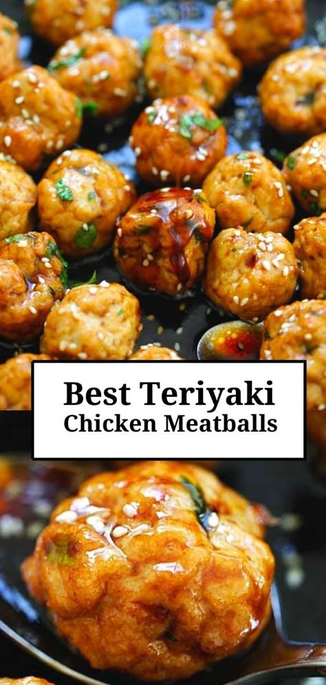 Teriyaki Chicken Meatballs, Ground Chicken Meatballs, Garlic Meatballs, Chicken Meatball Recipes, Moist Chicken, Appetizer Meatballs, Ground Chicken Recipes, Chicken Meatballs, Turkey Meatballs