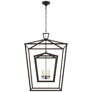 Darlana Extra Large Double Cage Lantern in Aged Iron Building A Fort, Stairwell Chandelier, Back Stairs, Lantern Ceiling Lights, Thomas Smith, Lantern Lighting, Visual Comfort Lighting, Diy Luxury, Lantern Designs