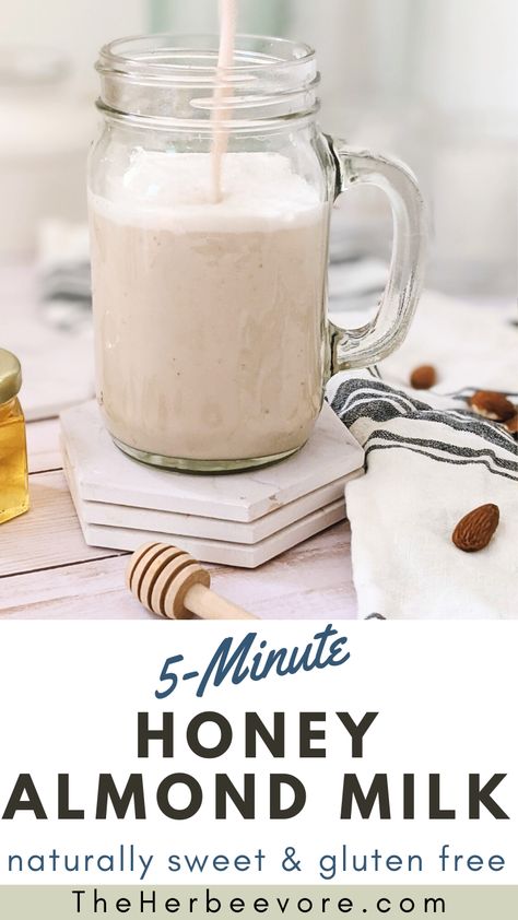 Honey Almond Milk Recipe (Gluten Free, Naturally Sweet, Dairy Free) Vanilla Almond Milk Recipes, Cereal Homemade, Milk With Honey, Almond Milk Recipes Homemade, Almond Milk Recipe, Make Almond Milk, Almond Milk Recipes, Homemade Almond Milk, Nut Milk Bag