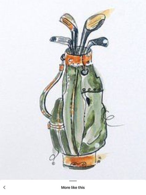 Golf Drawing Art, Golf Paintings, Golf Drawing Sketches, Golf Painting Easy, Watercolor Golf Birthday Cards, Watercolor Golf Ball, Golf Watercolor Painting Easy, Golf Watercolor, Golf Watercolor Painting