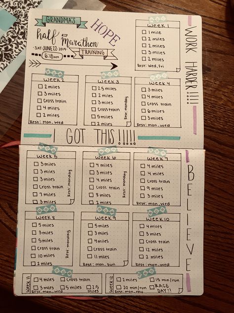 Half marathon training!!! #bulletjournal #running #halfmarathon Marathon Training Quotes, Marathon Training Motivation, Running Journal, Half Marathon Training Schedule, Running Marathon Training, Bullet Journal 2019, Running Marathon, Marathon Training Plan, Half Marathon Training