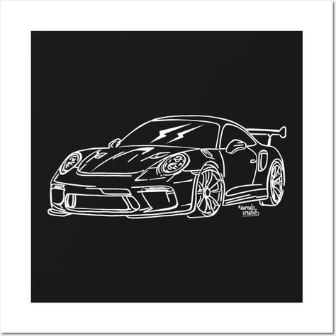 Stylish car drawing of the Porsche GT3 RS -- Choose from our vast selection of art prints and posters to match with your desired size to make the perfect print or poster. Pick your favorite: Movies, TV Shows, Art, and so much more! Available in mini, small, medium, large, and extra-large depending on the design. For men, women, and children. Perfect for decoration. Porsche Gt3 Rs Drawing, 3d Painting On Canvas, Car Room Decor, Porsche Gt3 Rs, Car Room, Stylish Car, Auto Poster, Car Silhouette, Car Drawing