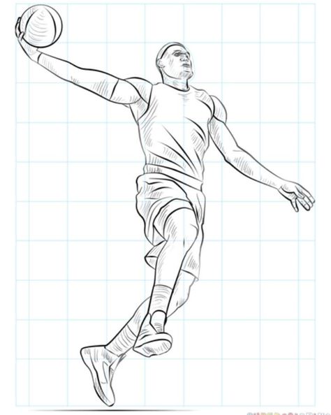 Draw A Basketball, Basketball Drawings, Sports Drawings, Human Figure Sketches, Sport Portraits, Ball Drawing, Basket Sport, Drawing Tutorials For Kids, Human Figure Drawing