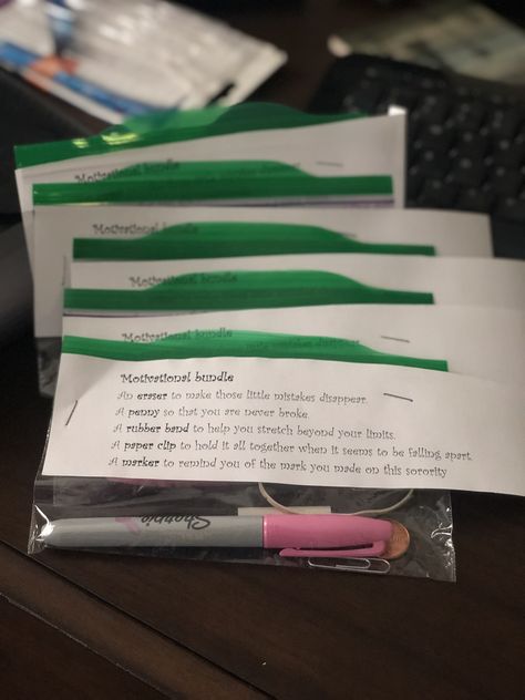 Senior send off. Motivational bundle. Eraser, penny, rubber band, paper clip and marker. Sorority Senior Send Off Sorority, Sorority Senior Send Off, Cute Ideas, College Prep, A Penny, Gift Cute, Rubber Band, Rubber Bands, Paper Clip