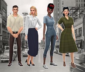 mmcc and lookbooks: Decades Lookbook: The 1940's Floppy Hat Outfit, Old Money Clothes, Sims 4 Decades Challenge, Money Clothes, Cc Furniture, History Project, Fancy Suit, Sims4 Clothes, Sims 4 Cc Packs