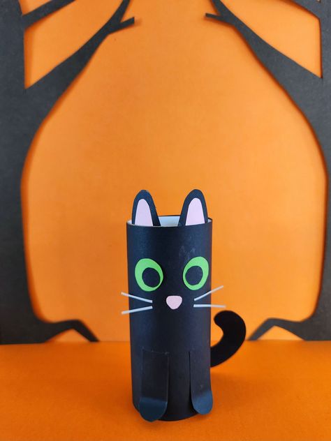 Looking for a fun craft to make with your kids this Halloween? Why not try making this cute cardboard tube black witch's cat? All you need is a cardboard tube, a toilet roll will do, some colour paper and our free printable template. They are super easy to make and look great too! Halloween Cardboard Crafts, Cardboard Roll Crafts, Black Cat Craft, Craft To Make, Cardboard Rolls, Colour Paper, Black Witch, Witch Cat, Cat Crafts